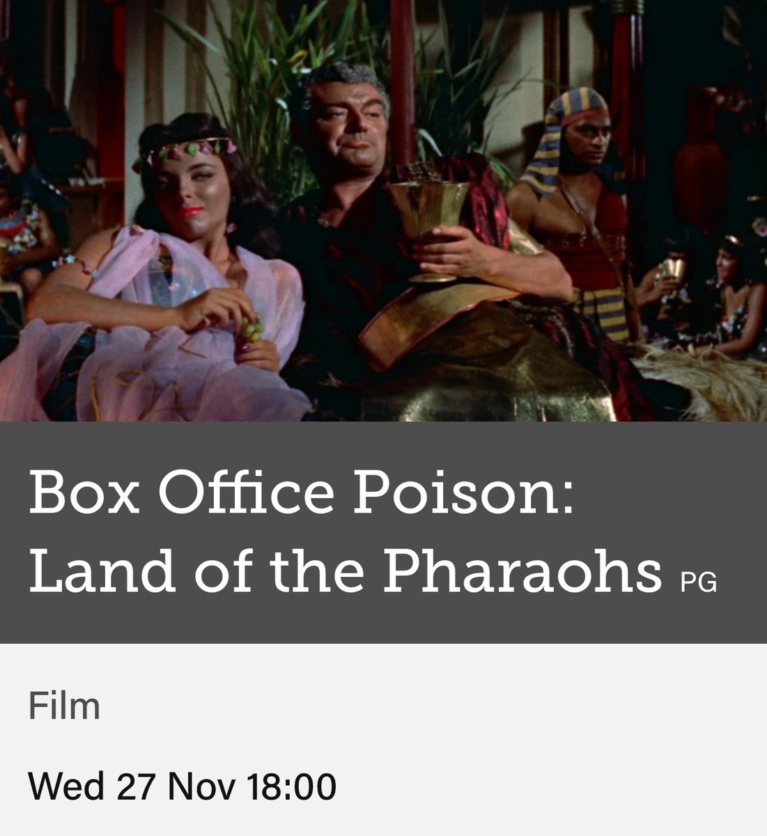 Andrew Kelly will be discussing a century of Hollywood’s most notable flops with Tim Robey (<a href="/trim_obey/">Tim Robey</a>) author of the new book Box Office Poison <a href="/wshed/">Watershed</a> 27 November. Bonus showing of Land of the Pharaohs. watershed.co.uk/whatson/12861/…