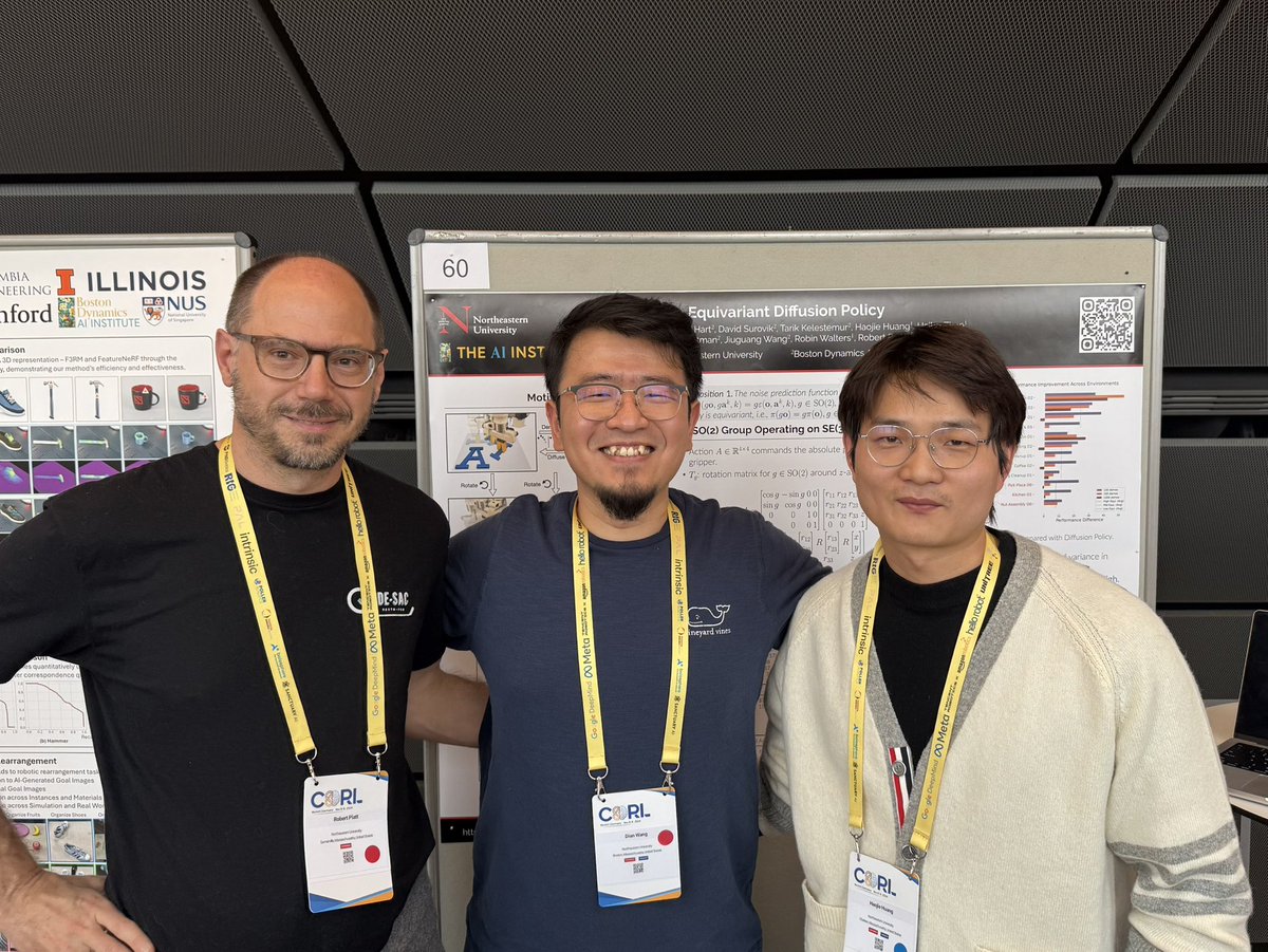 Dian Wang (@dian_wang_) on Twitter photo Honored to receive my first best paper nomination from <a href="/corl_conf/">Conference on Robot Learning</a>! Had such a great time at #CoRL2024, huge thanks to the organizing committee and all my co-authors: Steve, David, <a href="/tarikkelestemur/">Tarik Kelestemur</a>, <a href="/HaojieHuang13/">Haojie Huang</a>, <a href="/ZhaoHaibo47588/">Haibo Zhao</a>, Mark, JW, <a href="/RobinSFWalters/">Robin Walters</a>, <a href="/RobotPlatt/">Robert Platt</a>! Honored to receive my first best paper nomination from <a href="/corl_conf/">Conference on Robot Learning</a>! Had such a great time at #CoRL2024, huge thanks to the organizing committee and all my co-authors: Steve, David, <a href="/tarikkelestemur/">Tarik Kelestemur</a>, <a href="/HaojieHuang13/">Haojie Huang</a>, <a href="/ZhaoHaibo47588/">Haibo Zhao</a>, Mark, JW, <a href="/RobinSFWalters/">Robin Walters</a>, <a href="/RobotPlatt/">Robert Platt</a>!