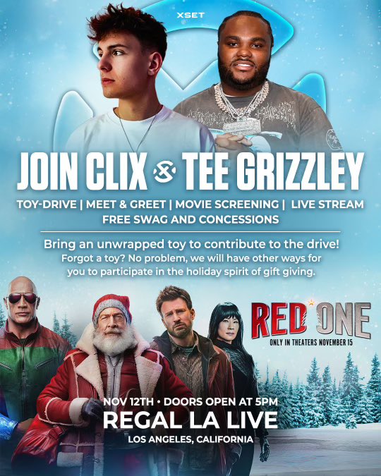 Christmas just came early! I’m inviting y’all to Regal LA Live on November 12th for an exclusive night with me that you don’t wanna miss. We got a free screening of the new movie Red One, starring Dwayne the Rock Johnson! We also got free merch, free seats, and YES – a bunch of