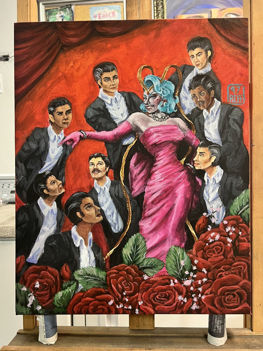 97riff's tweet photo. AAUUGH this painting took me over a year to do bc I stopped in the middle to go to cosmetology school but IM FINALLY DONE and I’m SO HAPPY WITH THE RESULT. https://t.co/g3zmb9Epy9
