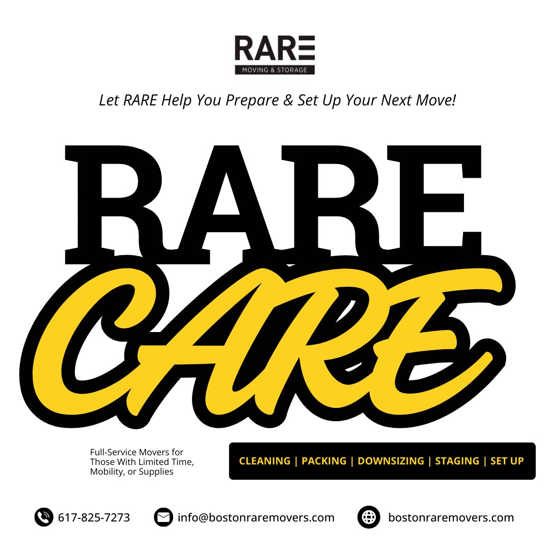 BostonRAREMover's tweet image. Prepare for your next move with RARECare’s expert services, including cleaning, staging, packing, and unpacking. Learn more here: bostonraremovers.com/services/
#FullServiceMovers #BostonMoving
