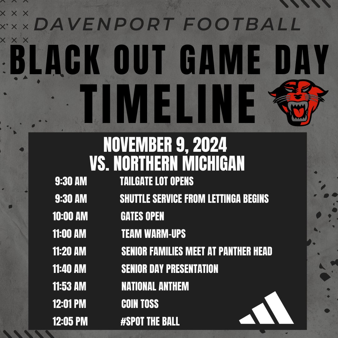 Tomorrow is Senior Day! Join us as we honor our 32 incredible seniors who have poured their hearts into our program. ❤️
Come out early to celebrate their dedication and commitment before the game kicks off at noon! 🏈 🐾
#SpotTheBall #blackout #Ubuntu