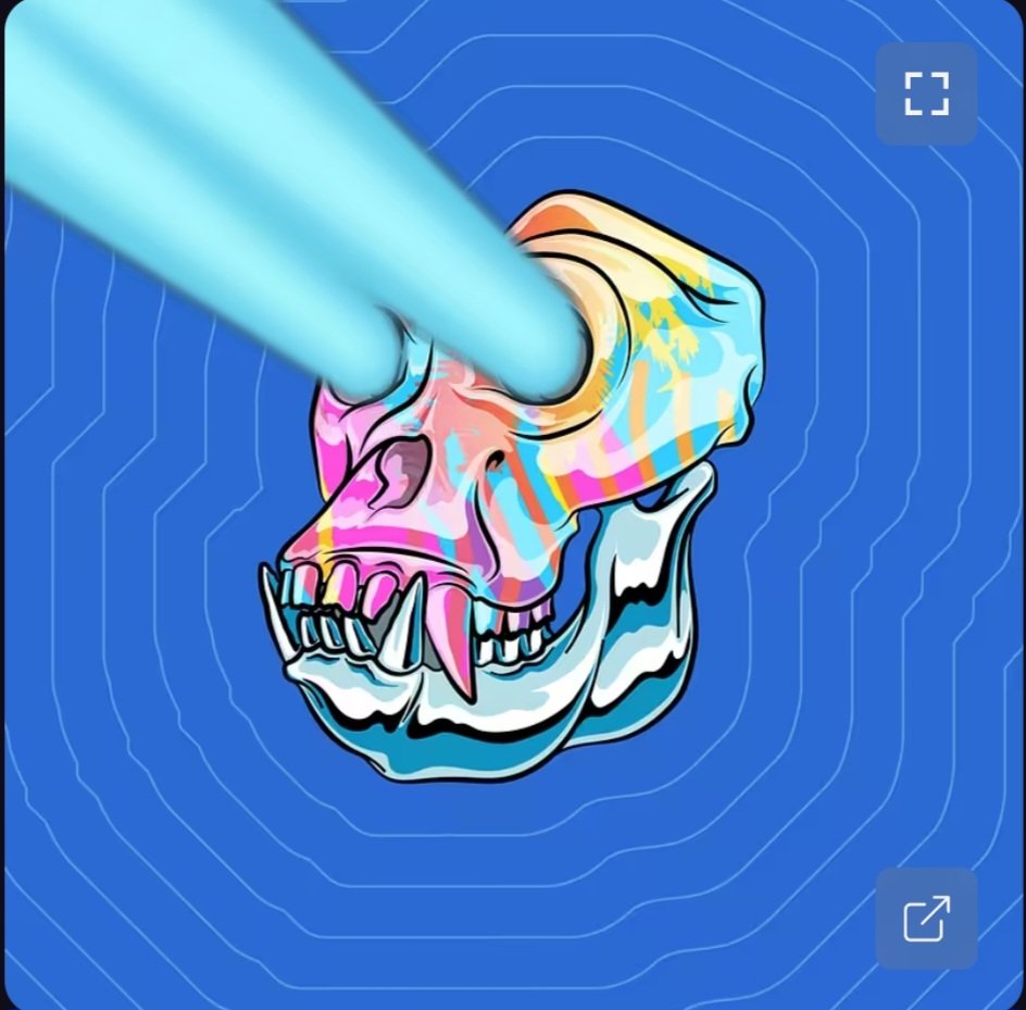 CaliApe_22's tweet photo. Sniped a few #DeadApeSociety digital portraits including this, my weapon of choice #BlueBeams. This art hits hard! Only on #ApeChain $APE 💀🖼🎨 https://t.co/bmnmzX33r6