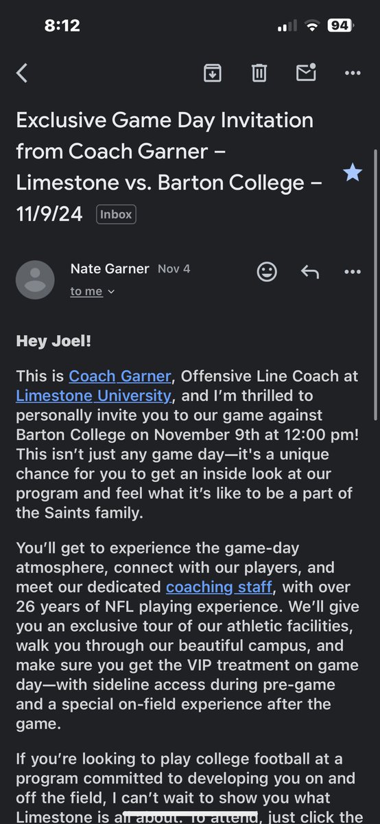 j2amos's tweet image. Grateful for the invite can’t wait to get up to Limestone @Nate_Garner_75