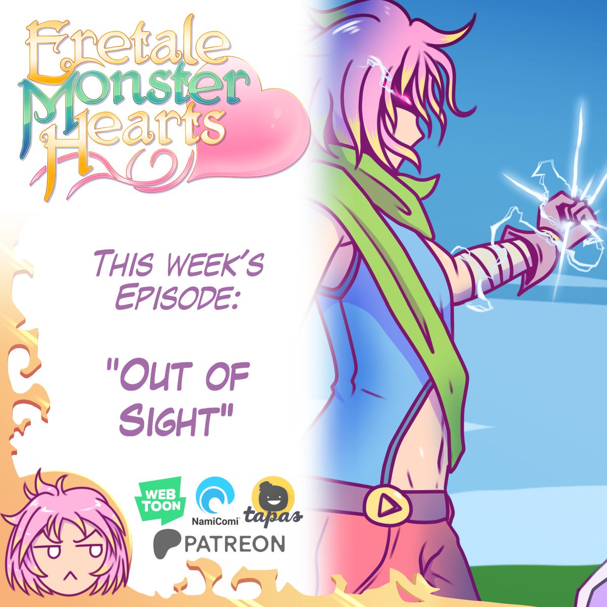GreenRachelEMH's tweet photo. A new episode of Eretale Monster Hearts is out now! Read it today on NamiComi, Tapas, and WebtoonCanvas!  All links pinned 💚 

This Week's Episode: "Out of Sight" https://t.co/JgDy93IhXD