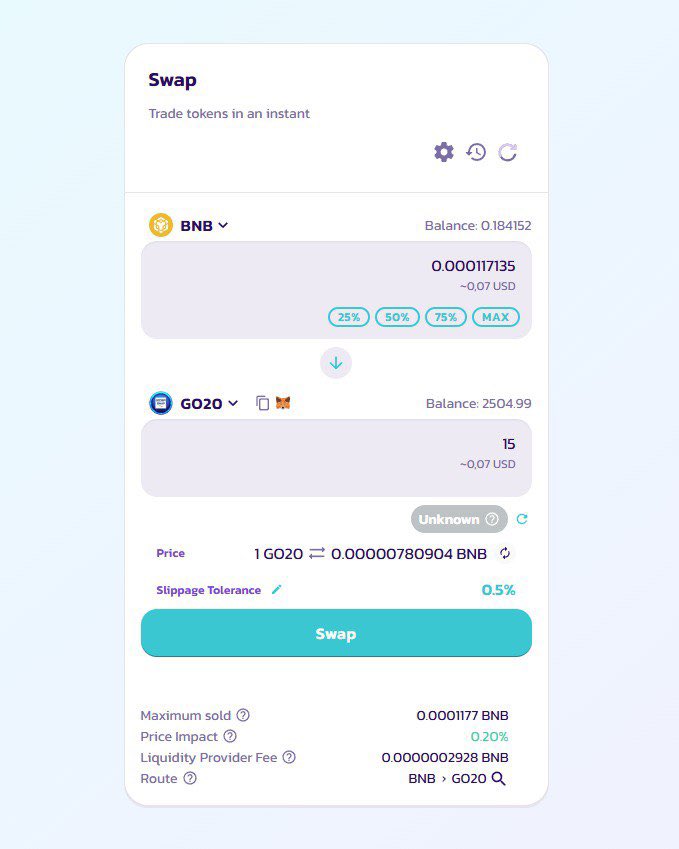 GodefiSwap's tweet image. GO20 Own Buy - Sell  Opened On Swap-Dex    👉   dex.godefiswap.pro