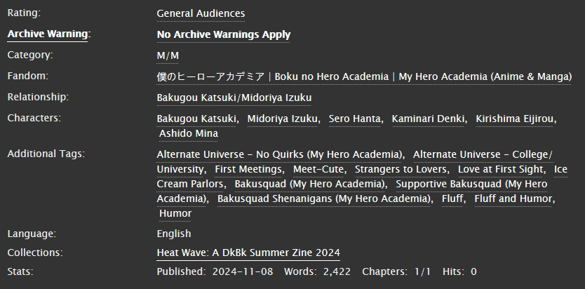 Suppose it's time to share the fic I wrote for <a href="/dkbksummerzine/">Heat Wave: A DkBk Summer Zine - UNMONITORED!</a> featuring a good, old fashioned #dkbk meet-cute!

link in replies!