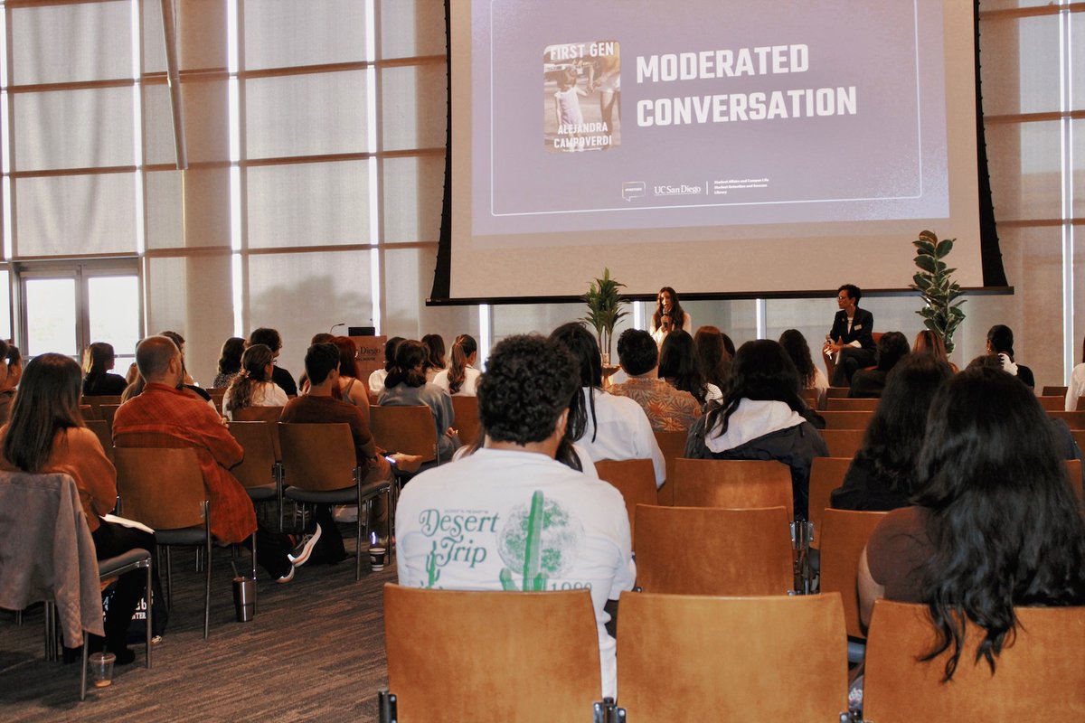 RadySchool's tweet image. 📚 @UCSanDiego recently held its first-ever First Gen Speaks event, organized by Camille Cannon, MBA ’23, and moderated by Dean Lisa Ordóñez, featuring a powerful discussion with Alejandra Campoverdi, bestselling author of ‘First Gen: A Memoir.’ #RadySchool #NationalFirstGenDay