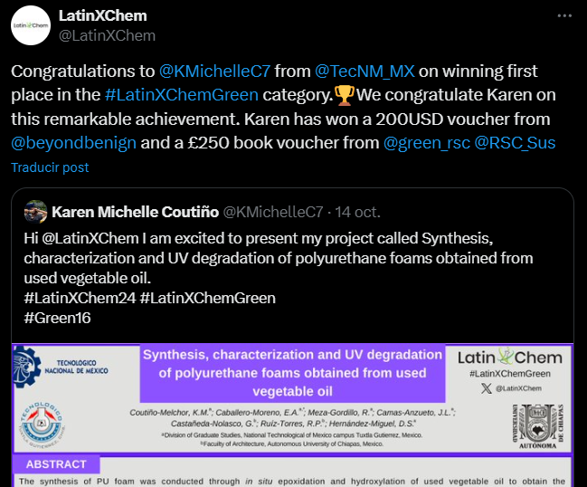 MezaGordillo's tweet photo. Congratulations, @KMichelleC7 , on this great achievement! 🎉🎉My admiration for your perseverance and dedication. Thanks to @Caballero01Eder  for his guidance and support. Sí se pudo!! Orgullo @tecnmtuxtlagtz !! https://t.co/rDrs860ipo