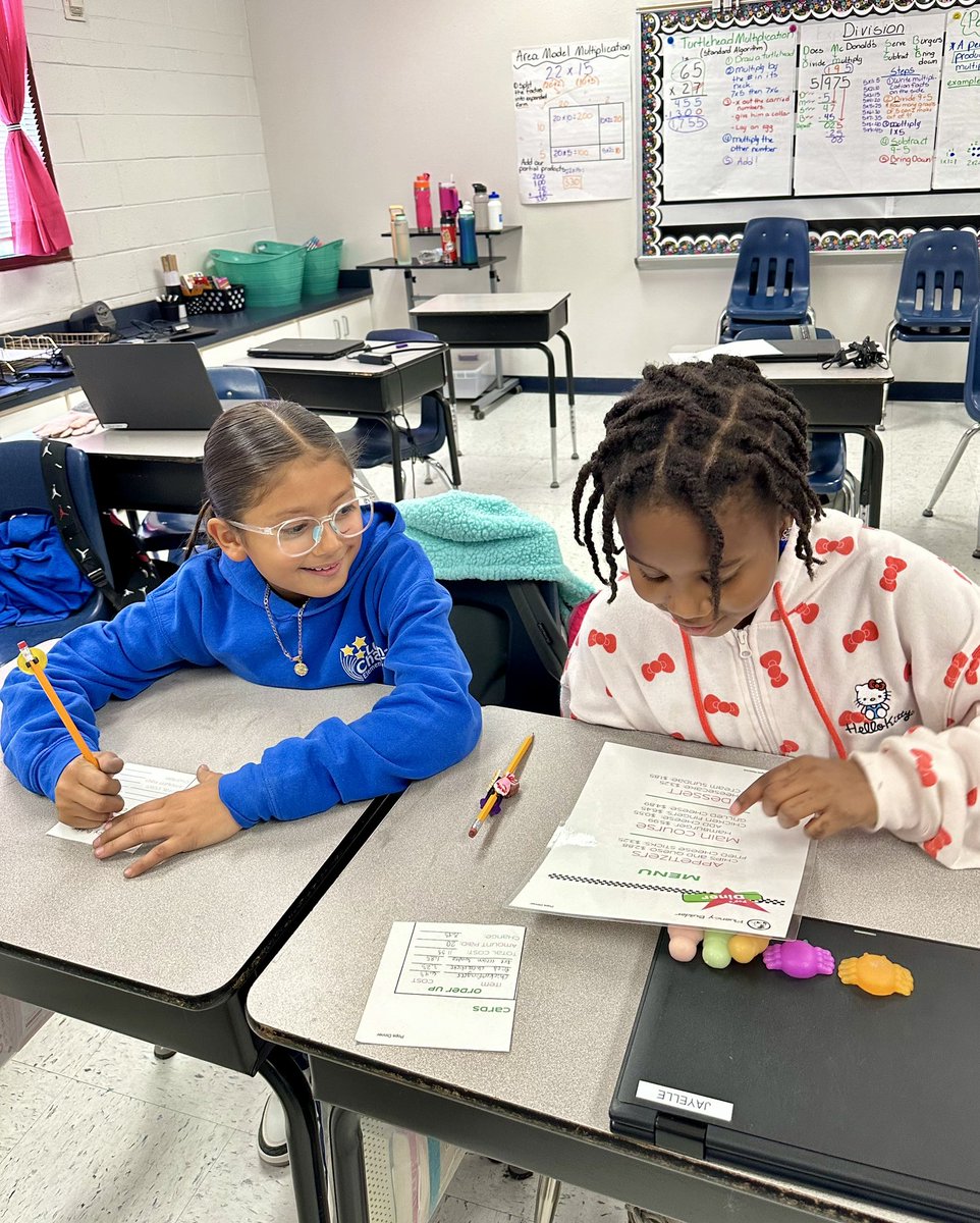 YSwitzer_LCES's tweet photo. Having fun adding and subtracting decimals by “playing restaurant.” Welcome to Pop’s Diner! We ❤️math! #Stemscopes #OneTeamOneGoal #TeamSISD @LChavez_ES https://t.co/pZzFDSiYeE