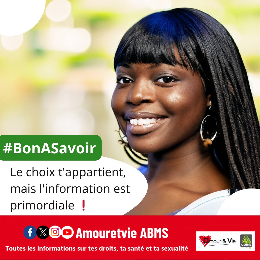 amouretvieabms's tweet photo. #BonASavoir  😋👋
La contraception permet de prévenir une grossesse non désirée. Il existe plusieurs contraceptifs #préservatifs #pilules, #DIU, #implants, #injectables,...

7344, 📞 appel gratuit à partir de MTN et Moov.

#ÉducationSexuelle 
#SantéSexuelle
#amouretvieabms https://t.co/ZK1a7a43jp