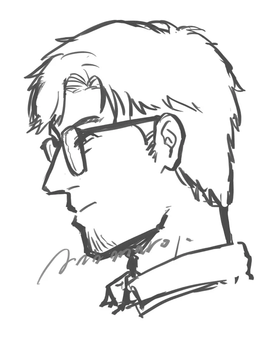 筆慣らし手癖鉄塔さんです。多分世界一描きやすい横顔。 