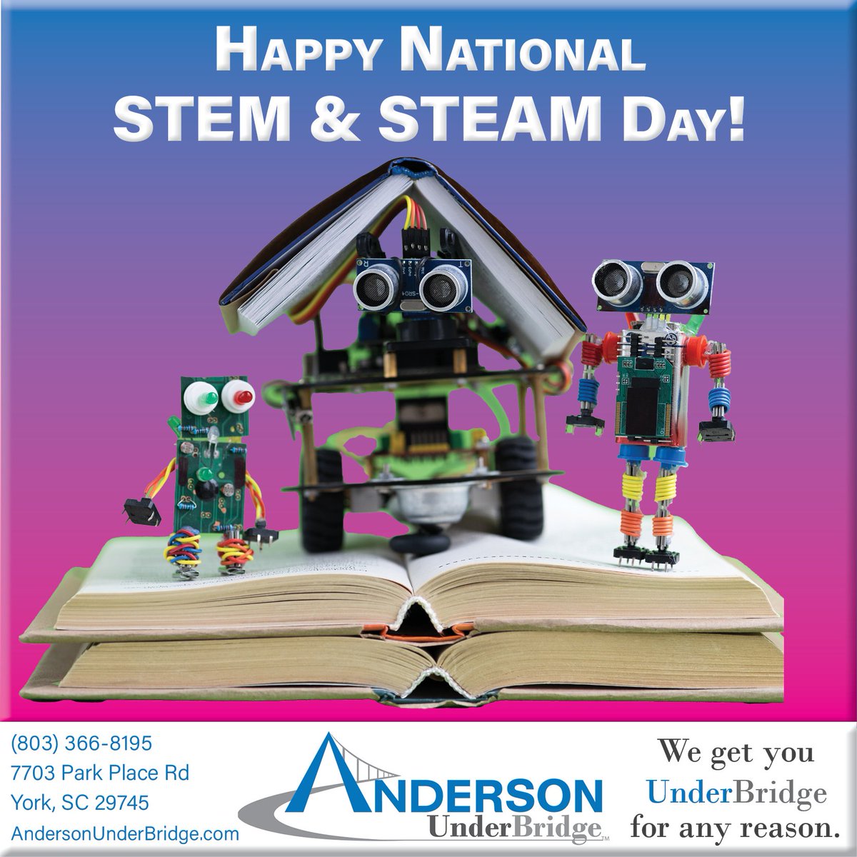 Anderson_UB's tweet photo. #AndersonUnderBridge wishes America’s students a Happy National #STEMandSTEAMday! Whether you want to design bridges or manufacture #HydraPlatforms that deliver safe #UnderBridgeAccess, it all begins with your passion for science, technology, engineering, art, and mathematics. https://t.co/XxhDydXzMc