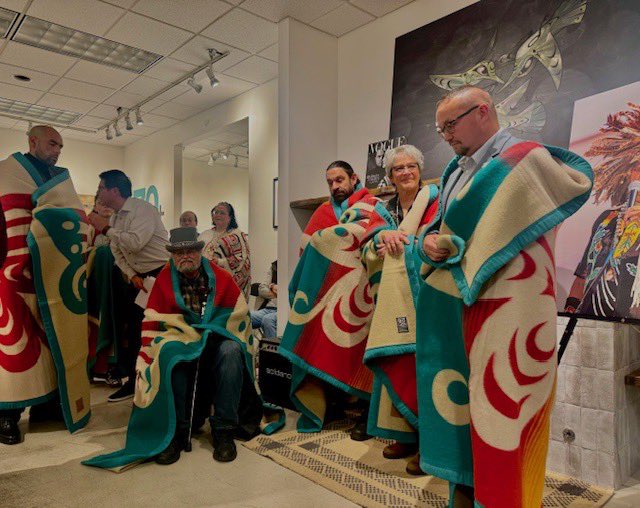 Last night we honored four formally incarcerated relatives who returned home and two <a href="/WACorrections/">Washington State Department of Corrections</a> officials, with the new <a href="/HUYCARES/">HUY</a>-<a href="/8thgen/">Eighth Generation</a>-Louie Gong “Butterfly” wool blanket— and it was the best possible medicine. 🦋❤️🙏🏽🪶