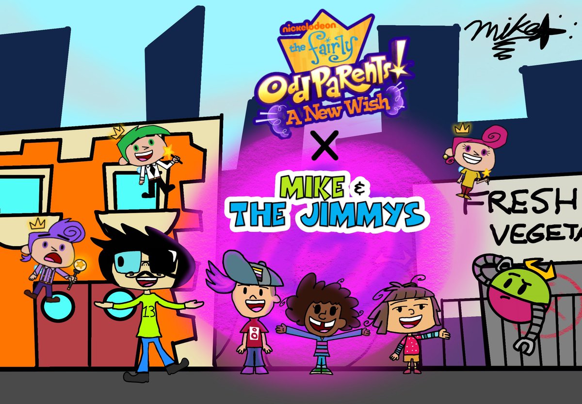 MikeToonsTV's tweet photo. There’s only ONE WEEK left for the release of “The Fairly OddParents: A New Wish” on Netflix! And we’re celebrating the global release with a special artwork featuring characters from FOPANW and my animated series I’m making, “Mike &amp; the Jimmys”. 
#MyNewWish https://t.co/PpEtIlo2JV