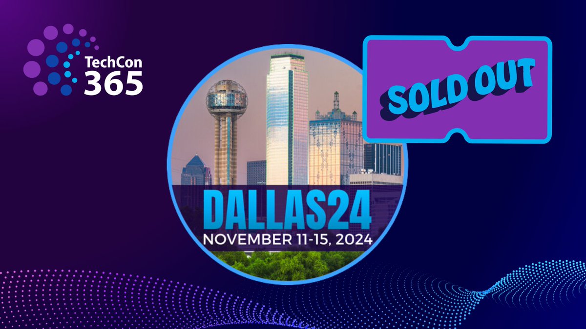 TechCon365's tweet photo. 🚨 SOLD OUT! 🚨 We’re so excited to welcome everyone for an incredible week filled with innovation, networking, and insights. Thank you to everyone who registered—we can’t wait to see what this year’s Dallas @TechCon365 will bring! 🙌 https://t.co/YQsl8talpM