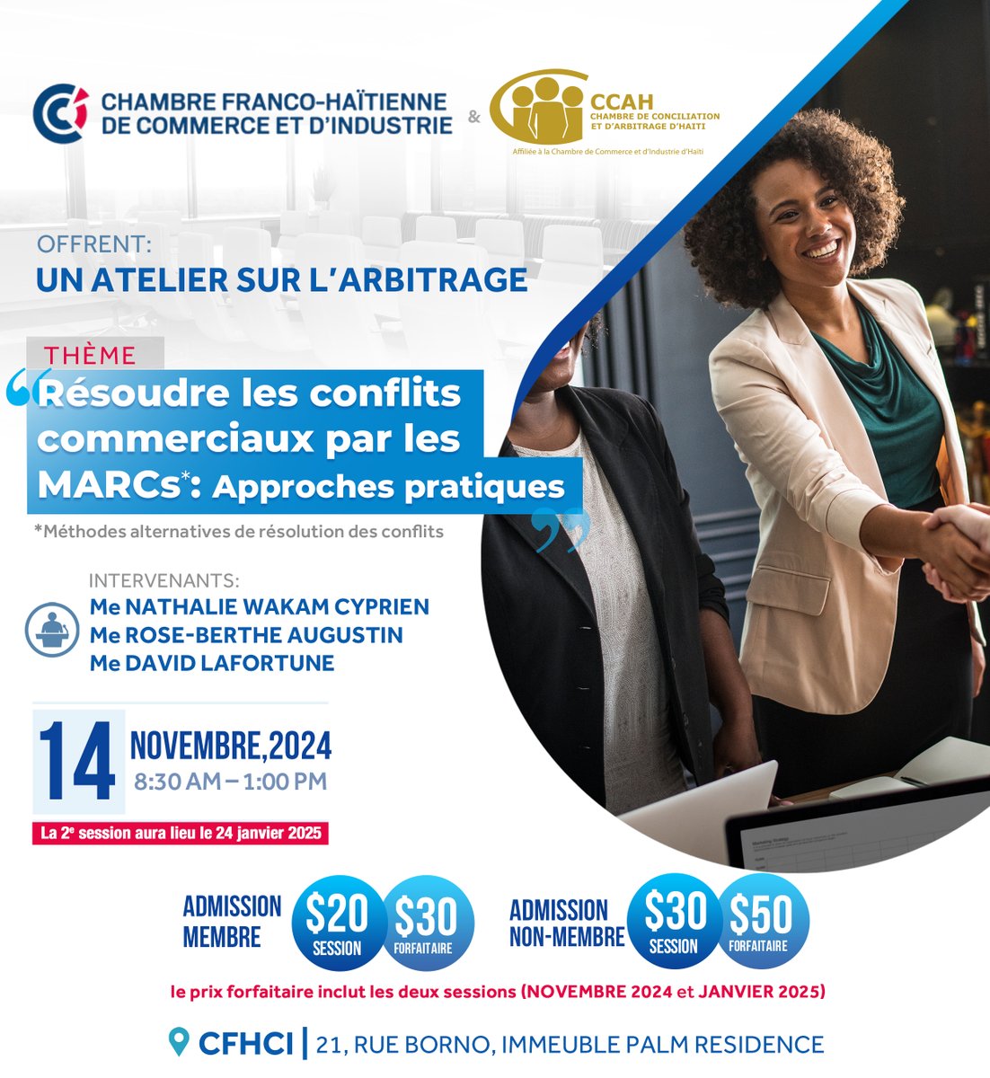 Chambre de Conciliation et d'Arbitrage d'Haïti (@ccahaiti) on Twitter photo 📢 Invitation à un atelier sur l’arbitrage le 14 novembre 2024.
Pour vous inscrire, contactez la Chambre Franco-Haïtienne de Commerce et d'Industrie (CFHCI):
✉️ info@cfhci.ht
📞 (+509) 3725-5449 / (+509) 3949-5449
#atelier #arbitrage #MARCs #pratique #Haiti #CFHCI #CCAH 📢 Invitation à un atelier sur l’arbitrage le 14 novembre 2024.
Pour vous inscrire, contactez la Chambre Franco-Haïtienne de Commerce et d'Industrie (CFHCI):
✉️ info@cfhci.ht
📞 (+509) 3725-5449 / (+509) 3949-5449
#atelier #arbitrage #MARCs #pratique #Haiti #CFHCI #CCAH