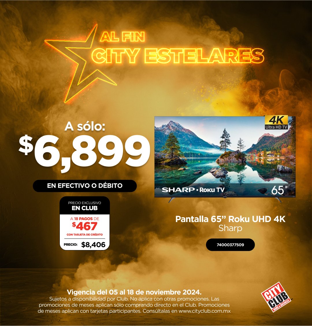 CityClubmx's tweet photo. ¡Aprovecha los precios increíbles que City Estelares tiene para ti y estrena pantalla nueva a precios irresistibles! 🤩 ¿Te lo vas a perder?

#CityClub #MembersChoice #Promociones #Shopping #Diadecompras #descuentos  #Pantallas #CityEstelares https://t.co/tJ5AHTHez1