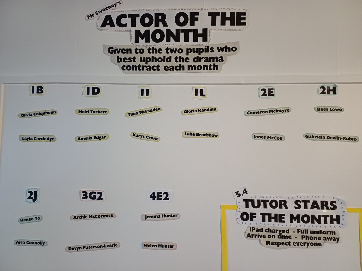 MrSweeneyDrama (@sweeneydrama) on Twitter photo Sp proud of all the hardworking <a href="/BannermanHigh/">BannermanHigh School</a> young people who made it onto the Actor of the Month wall for November! Well done! #ambition #respect #responsibility #equality Sp proud of all the hardworking <a href="/BannermanHigh/">BannermanHigh School</a> young people who made it onto the Actor of the Month wall for November! Well done! #ambition #respect #responsibility #equality