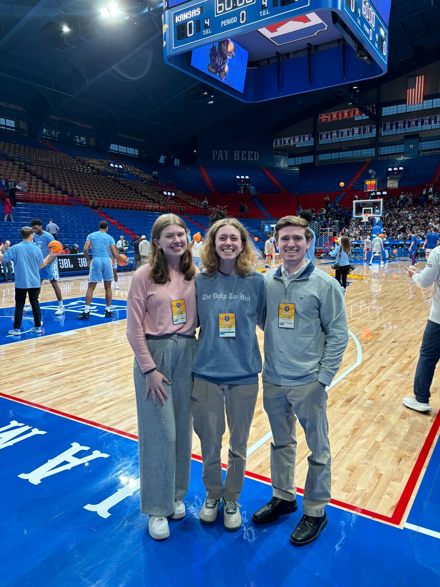 DTH Sports (@dthsports) on Twitter photo LAWRENCE, Kan. — This is <a href="/carolinewills03/">Caroline Wills</a> with <a href="/mdmaynard74/">Matthew Maynard</a> (alongside <a href="/_heatherdiehl/">heather diehl</a> for photo) checking in for No. 9 #UNC men's basketball vs. No. 1 Kansas at Allen Fieldhouse. Follow this thread for updates! LAWRENCE, Kan. — This is <a href="/carolinewills03/">Caroline Wills</a> with <a href="/mdmaynard74/">Matthew Maynard</a> (alongside <a href="/_heatherdiehl/">heather diehl</a> for photo) checking in for No. 9 #UNC men's basketball vs. No. 1 Kansas at Allen Fieldhouse. Follow this thread for updates!