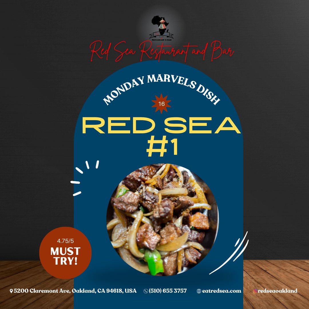 ⏳😋 𝙈𝙊𝙉𝘿𝘼𝙔 𝙈𝘼𝙍𝙑𝙀𝙇𝙎 𝘿𝙄𝙎𝙃 𝙏𝙄𝙈𝙀! 🥗
🔥 Experience the bold flavors of Red Sea #1! Tender beef chunks are sautéed with onions, garlic, fresh jalapeños, and a kick of red pepper spices. A spicy and savory showcase of Ethiopian cuisine that’s bursting with flavor!