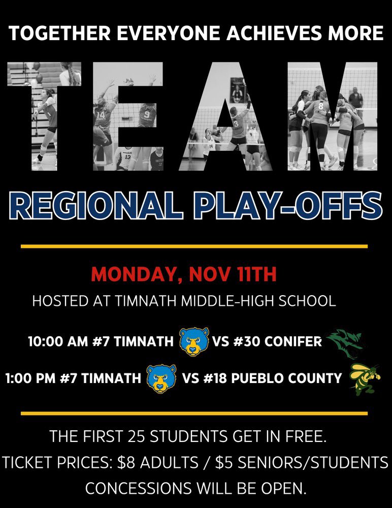 Volleyball Regionals Update: 

All games have been postponed to Monday, November 11th due to weather conditions.