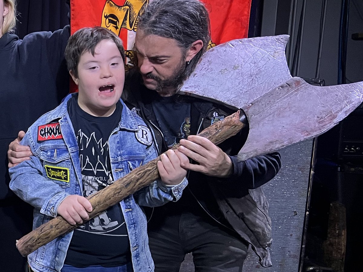this is me and my nephew chilling with the giant battle axe that i use to cut from life anyone on any side of the political spectrum who continues using the r-slur