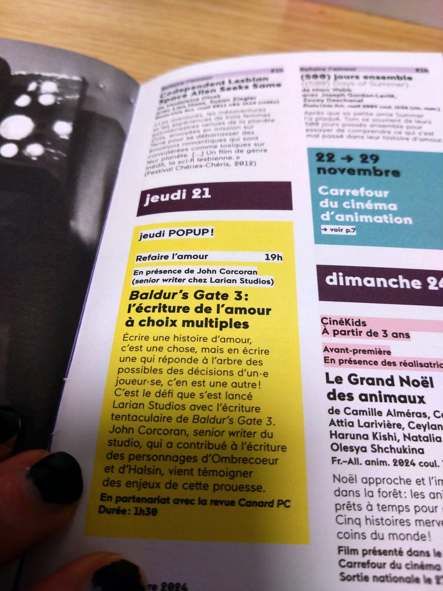 Sinon au forum des images sur Paris y a un senior writer de BG3 qui passe faire une conférence et je l'apprends que maintenant ??????????