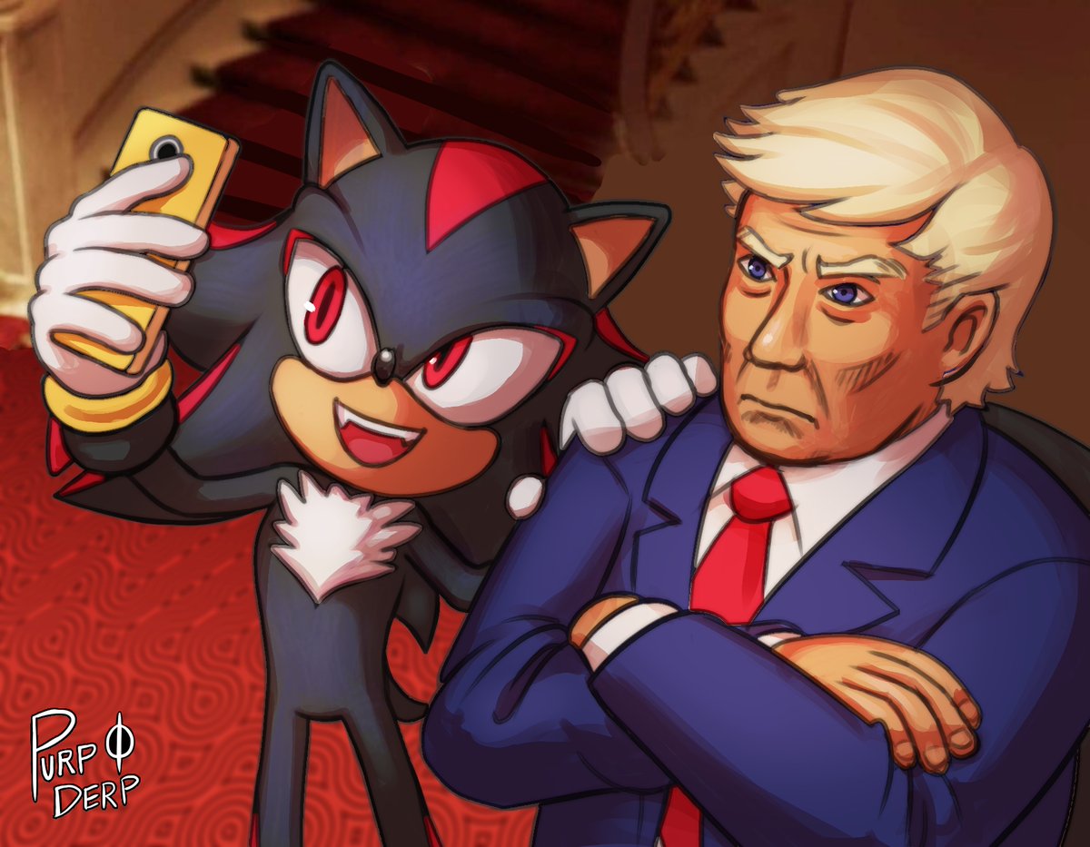 Purpleboye_'s tweet photo. "Hey Mr. President can you do your mugshot face real quick?"

"Anything for my pal Shadow the Hedgehog. You're a good lifeform, the ultimate." https://t.co/rmV6exKe47