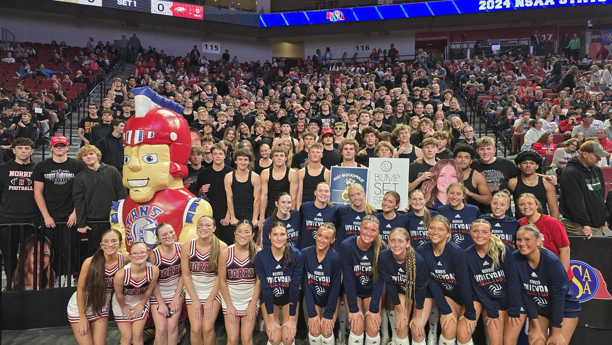 Here we go, Norris, here we go! 👏 👏  Good luck <a href="/NorrisTitanVB/">Norris Titan Volleyball</a> in your semifinal match against Elkhorn North. Let's go #NorrisTitans!  🔴🏐🔵