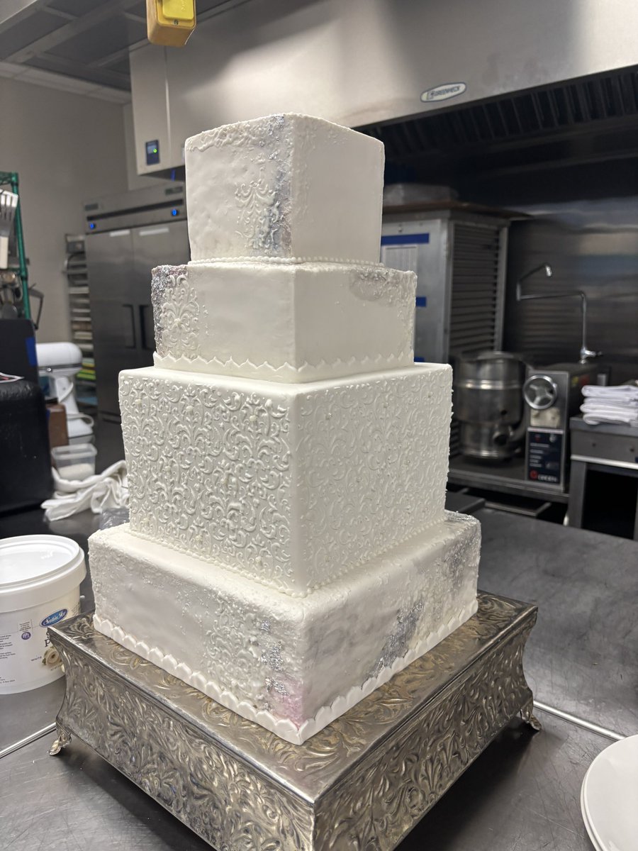 kellimarks's tweet image. Competition cake is stacked. Done for the night. Will finish in the morning.