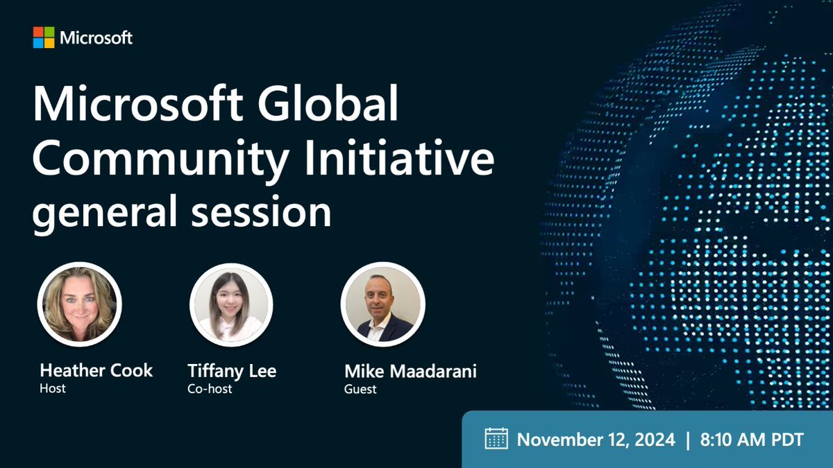 MSFTAdoption's tweet photo. Join our next @Microsoft Global Community Initiative (MGCI) call | Tues. Nov. 12 | AM &amp; PM options 

Guest, @MikeMaadarani, shares lessons from the #M365Ottawa event + community updates and live Q&amp;A: 

8:10 AM PST 🕗 https://t.co/FJhrBPi1J0
5:10 PM PST 🕔 https://t.co/UEXMkwu4zn https://t.co/Anzt77wt4f