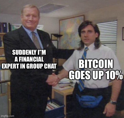 Bl0ckchainhype's tweet image. Bitcoin goes up 10% and suddenly you’re a ‘financial expert’ in all chats. 🧐💸 #CryptoAdvisor
