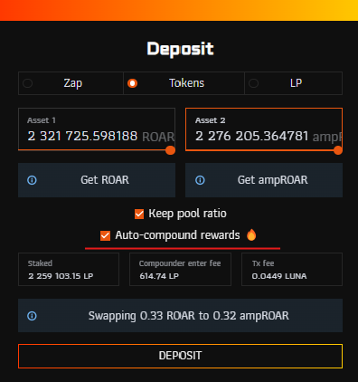TheLionDAO's tweet photo. 1οΈβ£ Provide $ROAR / #ampROAR LP on @eris_protocol with auto-compound switched ON π
- Go to https://t.co/CoEjJB5tVM
- Provide ROAR/ampROAR LP
- Make sure autocompounding is ON https://t.co/HlP4oPhLEt