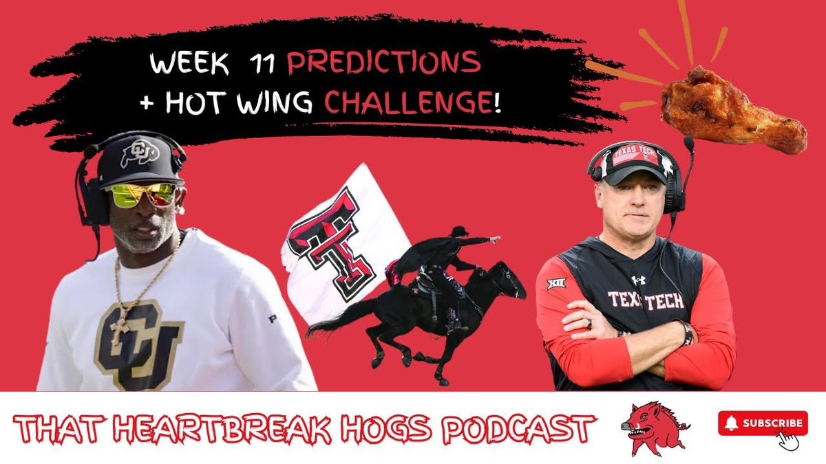 heartbreak_hogs's tweet photo. NEW Episode Drop‼️ Check out our weekly college football matchup predictions! Loser has to eat a hot wing during the next show! 🍗🔥🥵
#WPS #arkansas #arkansasfootball #woopigsooie #Razorbacks #gohogs #razorbacksfootball #woopig #arkansasrazorbacks
https://t.co/m3jxBNclxp https://t.co/9QcR5E5gXC