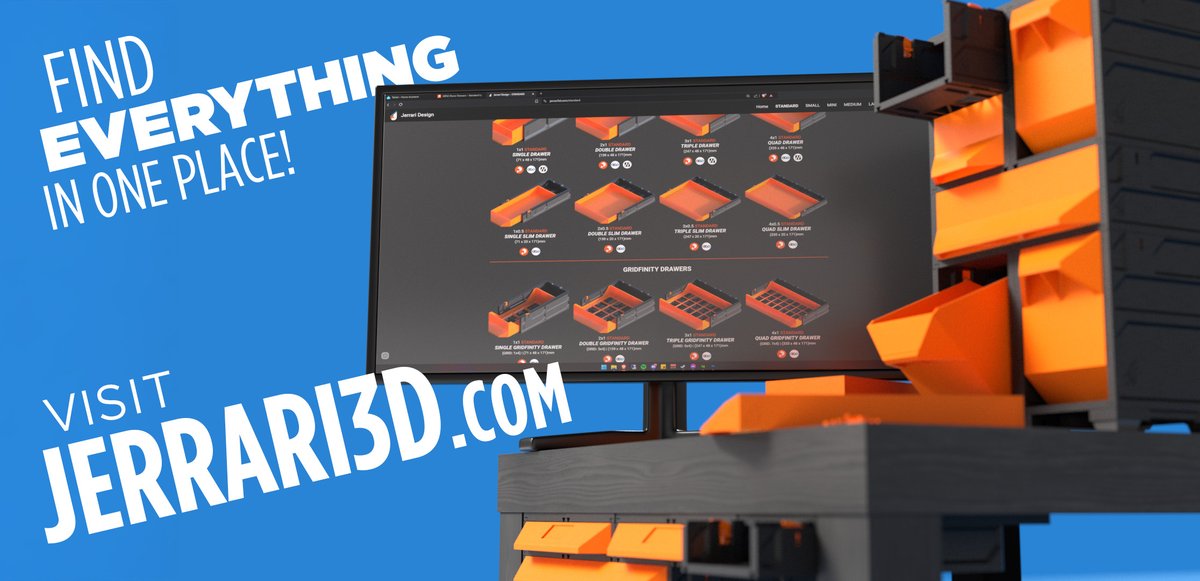 jerrari3D's tweet image. Visit jerrari3d.com for all my 3D-printable modular storage designs! Download links, instructions, and more in one place.
#3dprinting #3dmodels