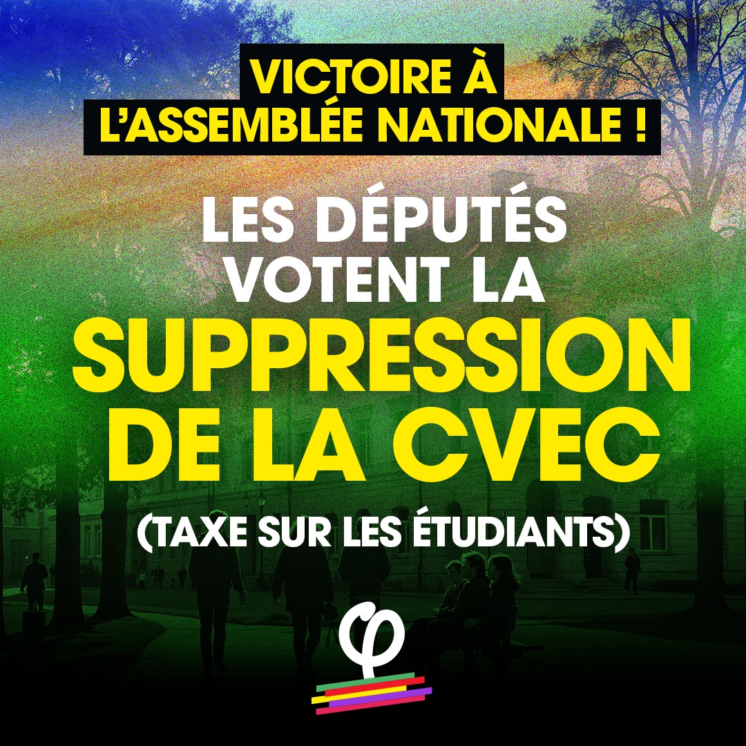 Aurelien_Le_Coq's tweet photo. ✅ Immense victoire à l’Assemblée nationale !

Grâce à LFI et au NFP, nous avons abrogé la CVEC, taxe mise en place par Macron sur l’entrée à l’université !

Personne ne devrait avoir à payer pour accéder à l’université publique : c’est à l’État de s’engager ! https://t.co/3oaTYiv4XM