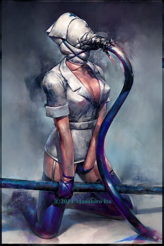 L: Traditional drawings before I scanned.
R: Repainted in my PC ones.