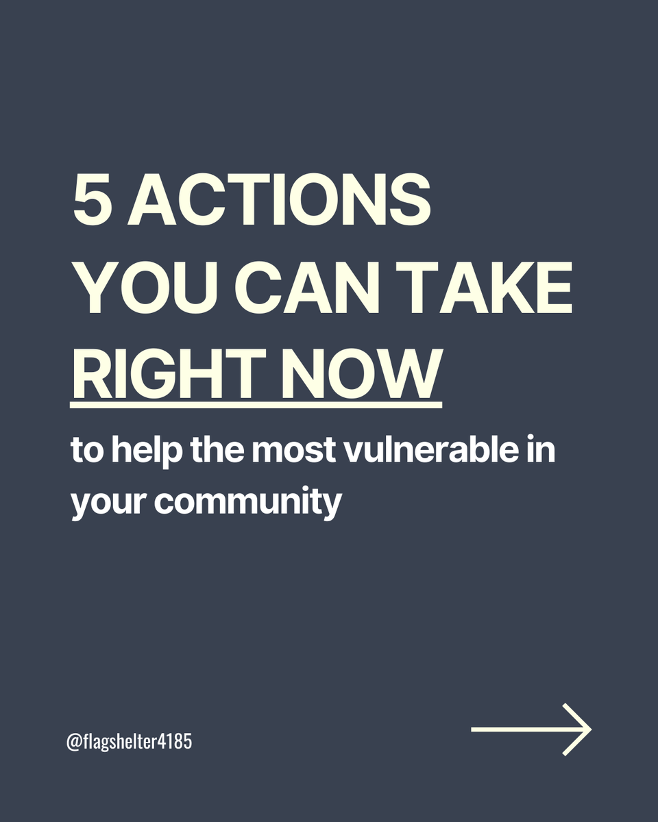 FlagShelterOrg's tweet photo. Wondering how you can make a direct impact on your community? Here are five actions you can do to help right now.

#NationalHomelessnessAwarenessMonth #SolvingHomelessnessTogether #FlagstaffCommunity #HomelessnessAwareness #PositiveImpact #LookForTheHelpers https://t.co/Bu5hEa6zK0