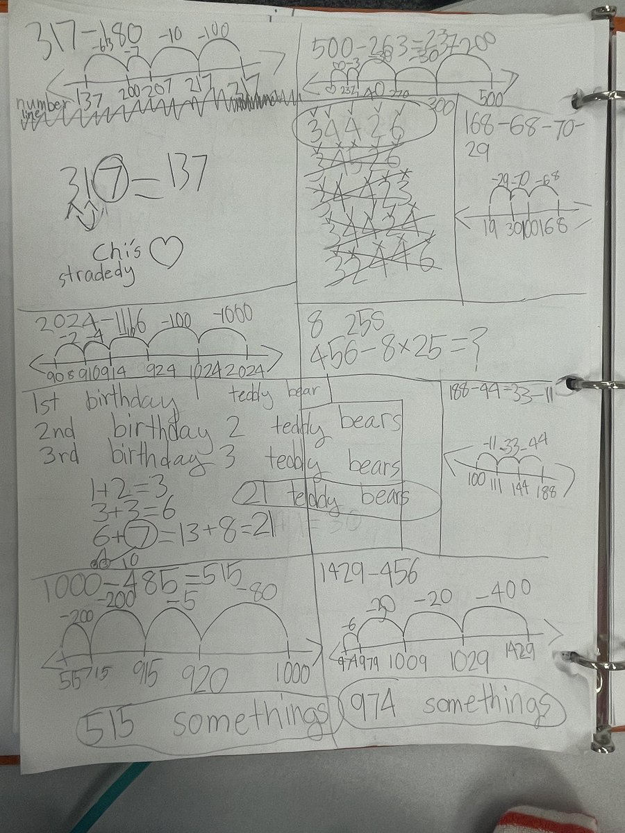 triangleMath's tweet image. We have several 2nd graders who take amazing notes - of their own volition and without being asked. What great habits they have self-inculcated that will serve them so well!  #mtbos