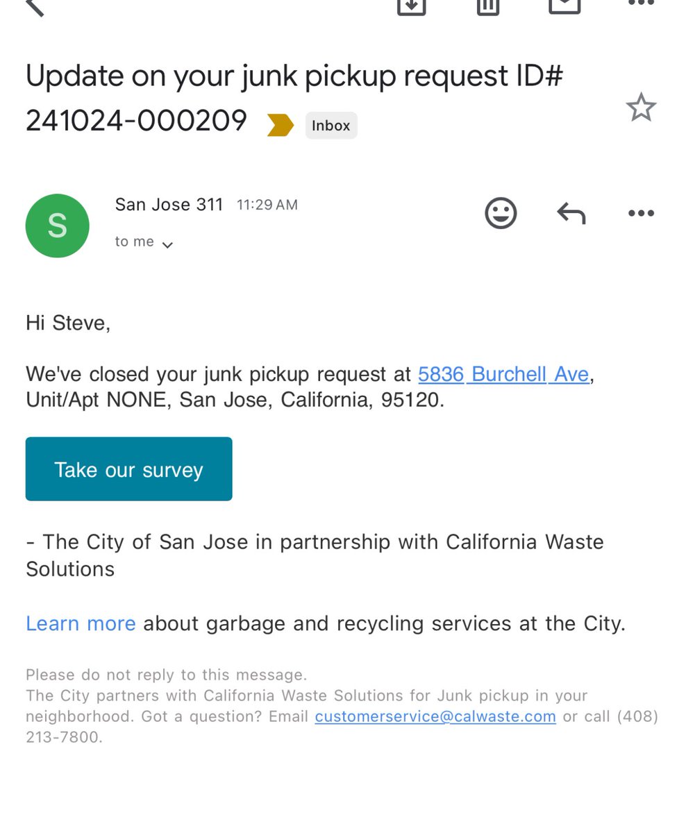 SloKat78's tweet photo. @MattMahanSJ I do not understand why it is so difficult to have bulky items picked up I can literally ONLY get items picked up in our city when I tweet you. I do not understand why. They don’t tell me why they just close the request. It’s ridiculous. https://t.co/031Nu7Rx1e