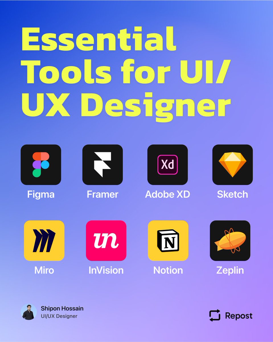 ShiponStudio's tweet image. Equip yourself with the right tools to design smarter and collaborate better! 🛠️
#UXDesignTools #UIDesign #FigmaTips #DesignEssentials #UIUXDesign #CreativeWorkflow #DesignToolkit #DigitalDesign #UXTools #CollaborationTools