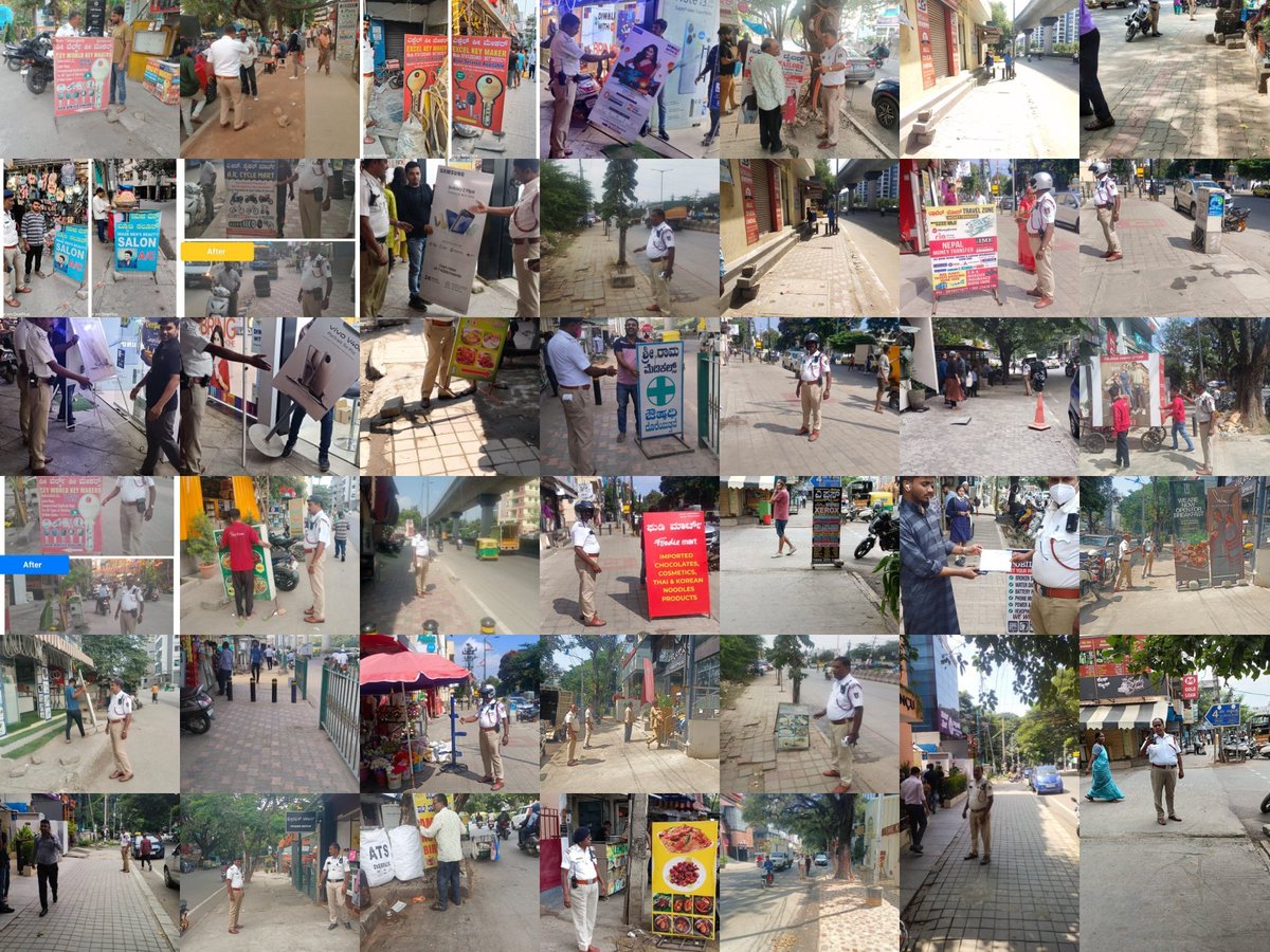DCPTrEastBCP's tweet photo. ದಿ:7 &amp;8.11.2024 ರಂದು ಸಂಚಾರ ಪೂರ್ವ ವಿಭಾಗದ ಸಂಚಾರ ಪೊಲೀಸ್ ಠಾಣಾ ವ್ಯಾಪ್ತಿಗಳಲ್ಲಿನ ಪಾದಚಾರಿ ಮಾರ್ಗದಲ್ಲಿದ್ದ ಅನಧಿಕೃತ ಅಂಗಡಿ ಮುಂಗಟ್ಟುಗಳು&amp; 150 ಕ್ಕಿಂತ ಹೆಚ್ಚು ಬಿಲ್ ಬೋರ್ಡ್ ಗಳನ್ನು ವಿಶೇಷ ಕಾರ್ಯಾಚರಣೆ ಕೈಗೊಂಡು ತೆರವುಗೊಳಿಸಿ ಪ್ರಕರಣಗಳನ್ನು ದಾಖಲಿಸಿ ಪಾದಚಾರಿಗಳ ಸುಗಮ ಸಂಚಾರಕ್ಕೆ ಅನುವು ಮಾಡಿಕೊಡಲಾಯಿತು.#ReclaimFootpath https://t.co/ikcGQK0bus