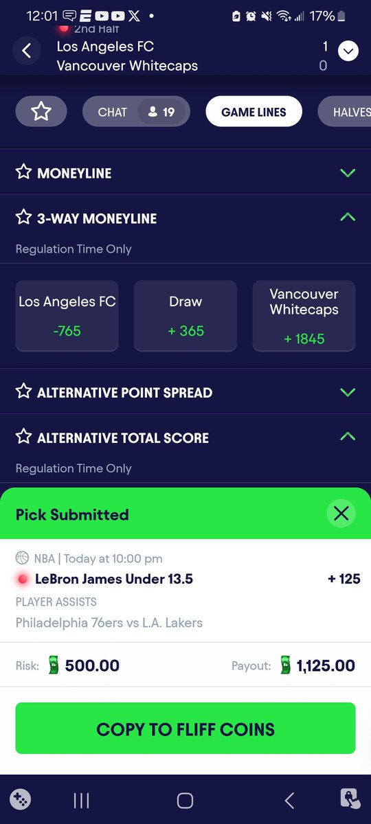 _PinkQuaker's tweet image. Even when you miss one side of an arb all hope is not lost, watched the lines for a bit and got this to lock in an even better middle which smacked an absolutely monster $1169 profit over the initial $15 or so I would've had thanks again  @OddsJam