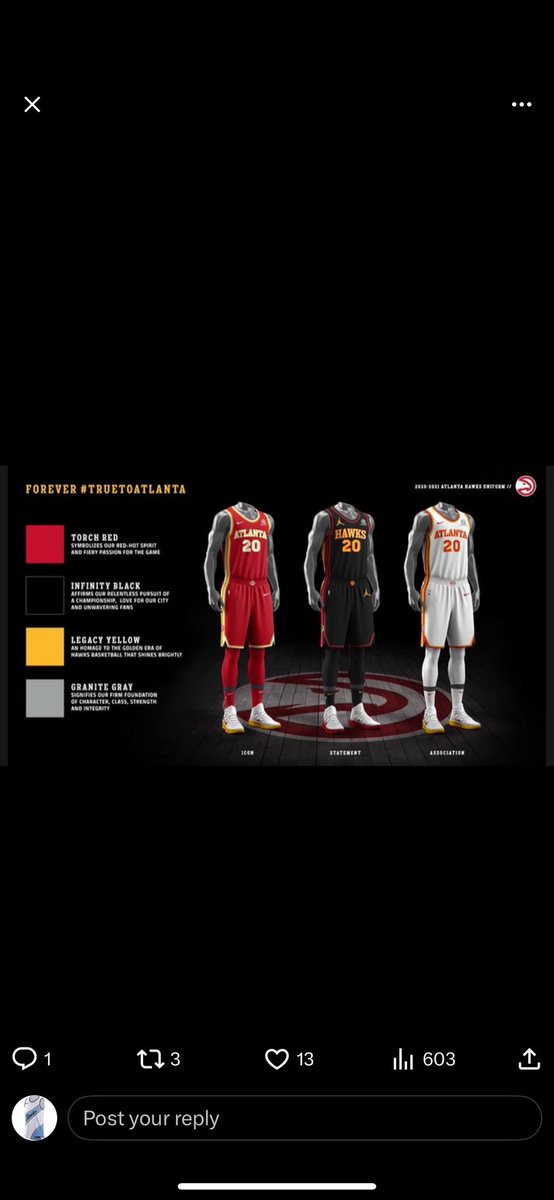 HawksJersey's tweet photo. Atlanta Hawks Record as of 11-8-24            Association (White) 2-1
Icon (Red) 2-2
Statement (Black) 0-3 https://t.co/3URksrky05