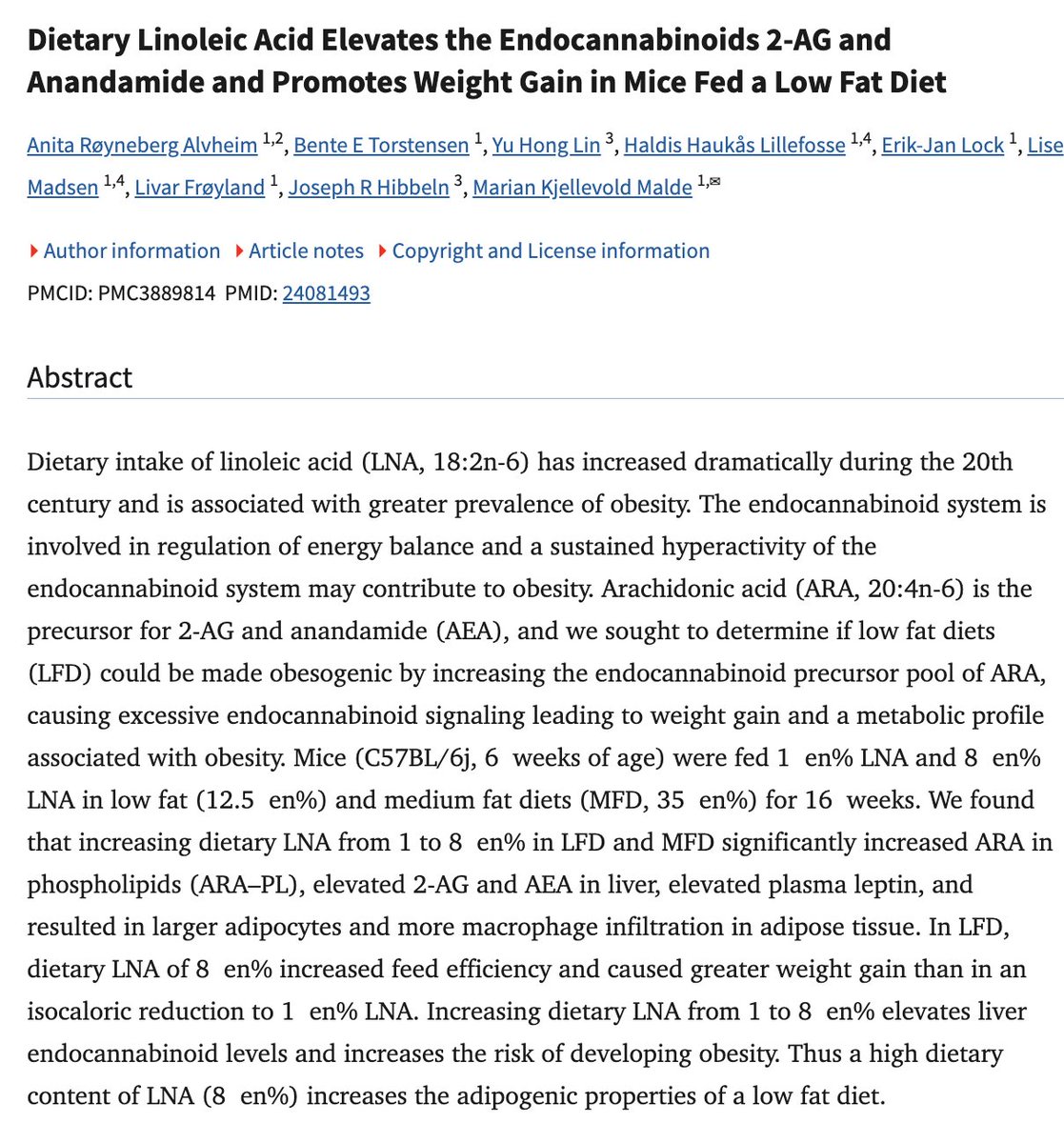 Seed oils turn into endocannabinoids, like you find in marijuana, making you hungrier.

They literally give you the munchies.

Huge reason why everyone is obese today.