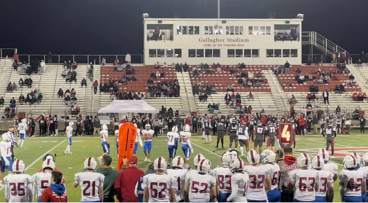 Our senior Joe (#56) and sophomore TJ (#77) playing together on defense in the final game of the season tonight in Revere’s playoff loss against Toledo Central Catholic. 
Proud parent moment. 
<a href="/JoeSunkin/">Joe</a> 
#GoMinutemen