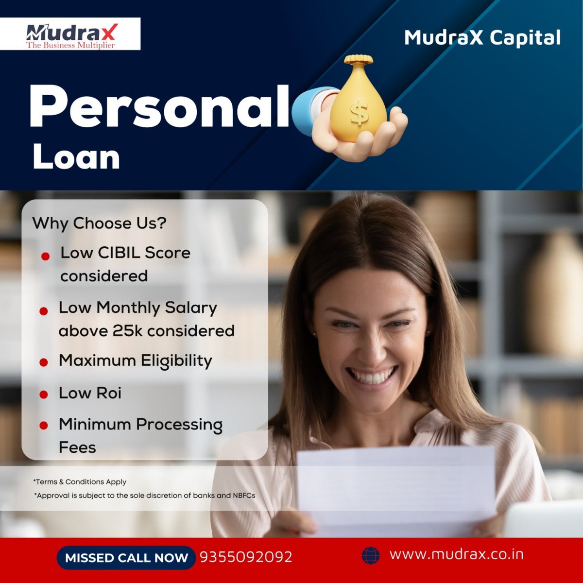 mudraxcapital's tweet photo. Need a personal loan with flexible options? ๐ผ MudraX considers low CIBIL scores and monthly salaries above 25k! Approval discretion with banks and NBFCs. #MudraXCapital #PersonalLoan #FlexibleLoans #LowCIBIL #QuickApproval #LowROI
๐ https://t.co/U2qArfPTzV
๐ 9355092092 https://t.co/umeAf964Md