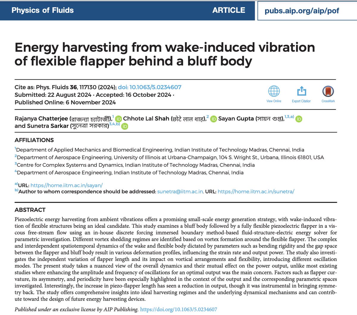 Our recent paper in Physics of Fluids <a href="/AIP_Publishing/">AIP Publishing</a>
