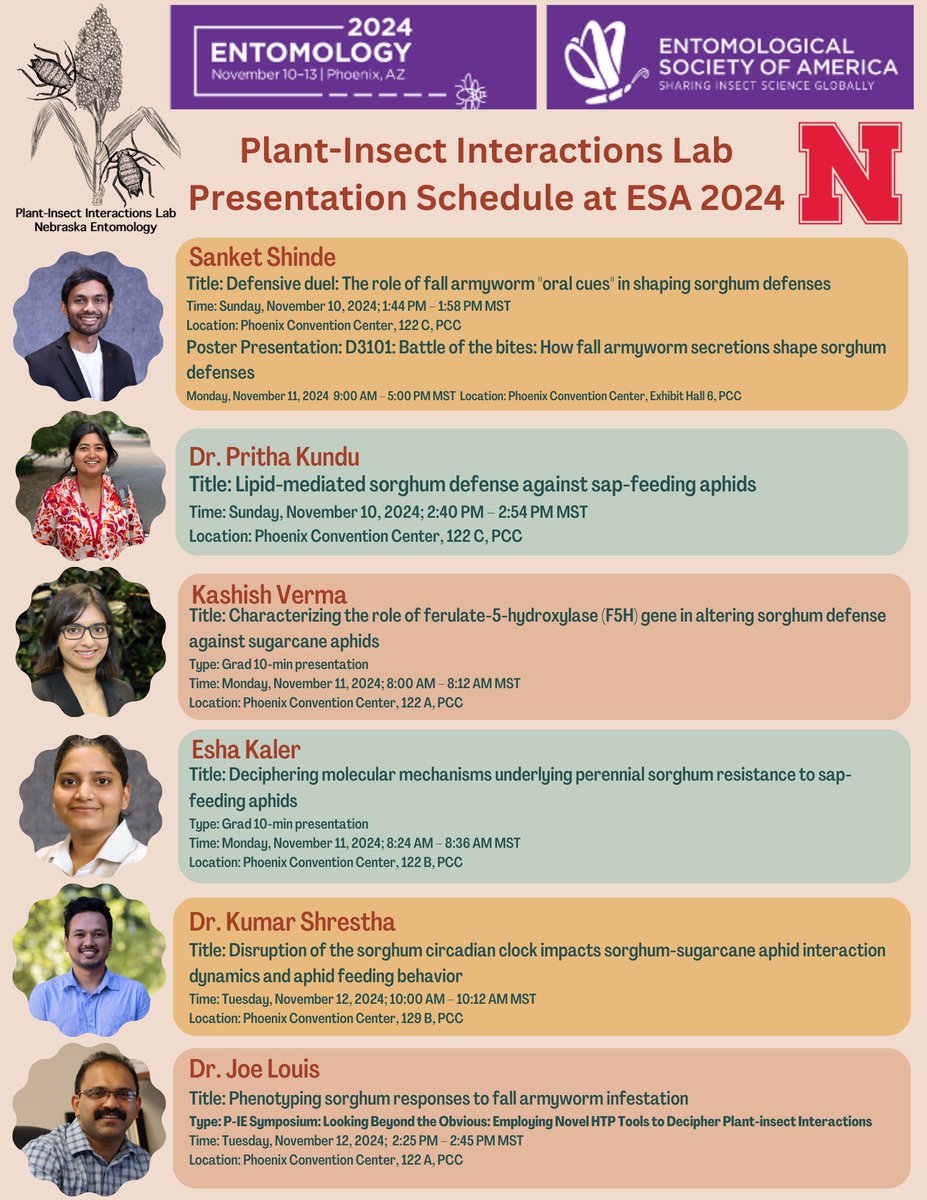 kashishverma_'s tweet image. Excited for #EntSoc24!! Come join us and listen to the talks from the Plant-Insect Interactions Lab, @UNLEntomology! Looking forward to seeing you there.🌱